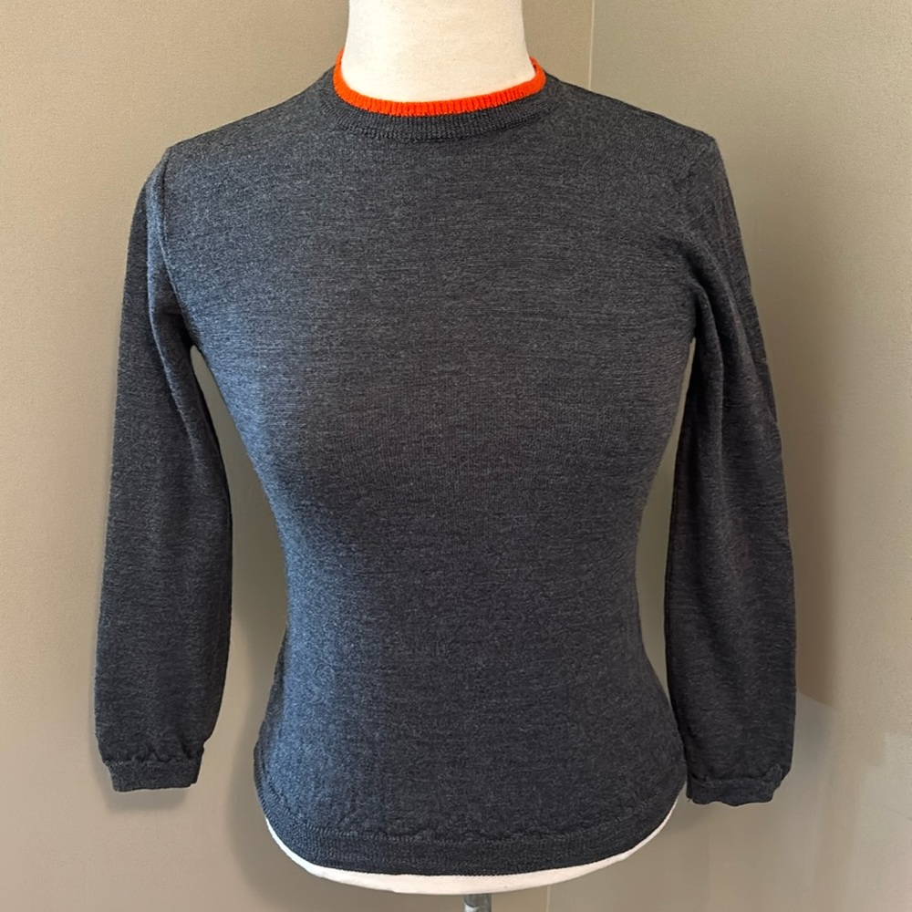 Bartolini Wo Long Sleeve Crew Neck Grey Sweater Size Small